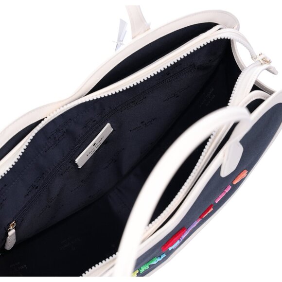 Kate Spade Rainbow Collection Love Shack Heart Tote Blue Multi Logo - Picture 5 of 5
